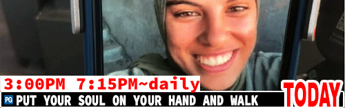 PUT YOUR SOUL ON YOUR HAND AND WALK daily 3:00 pm 7:15 pm